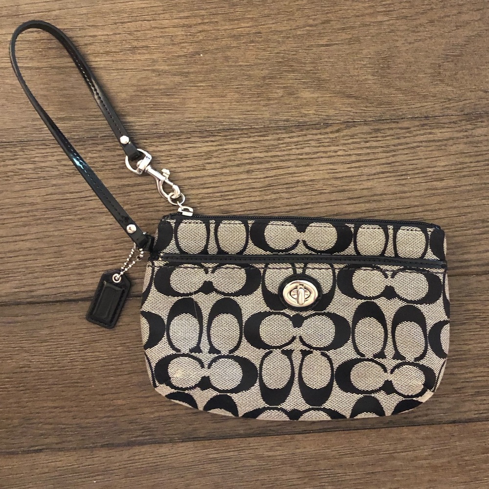 Coach Black Logo Wristlet
